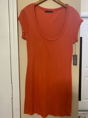 Velvet Orange Scoop Neck Short Sleeve Tunic